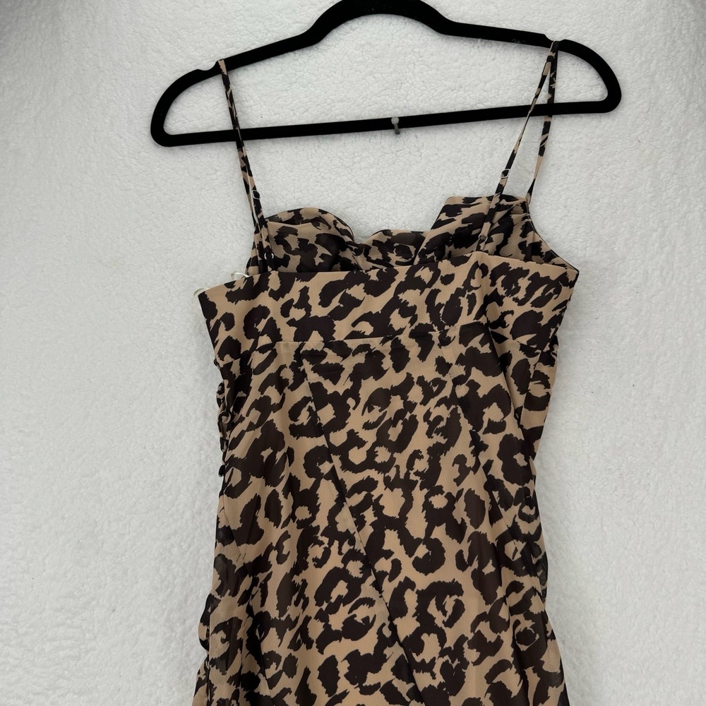 NWT Nicholas Kamila Ruffle Cowl Gown Leopard Print Ruffle Maxi Dress Sz 4 - Picture 14 of 15